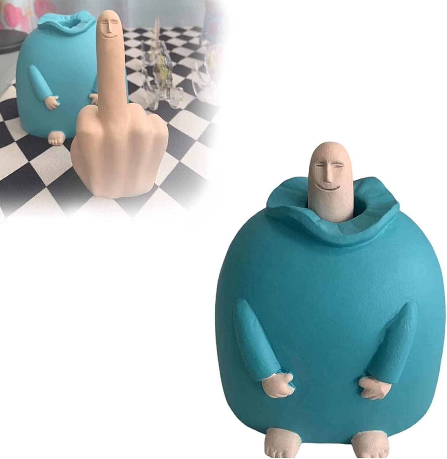 Middle Finger Statue Ornaments, Novelty Resin Finger Man Sculpture Decorations