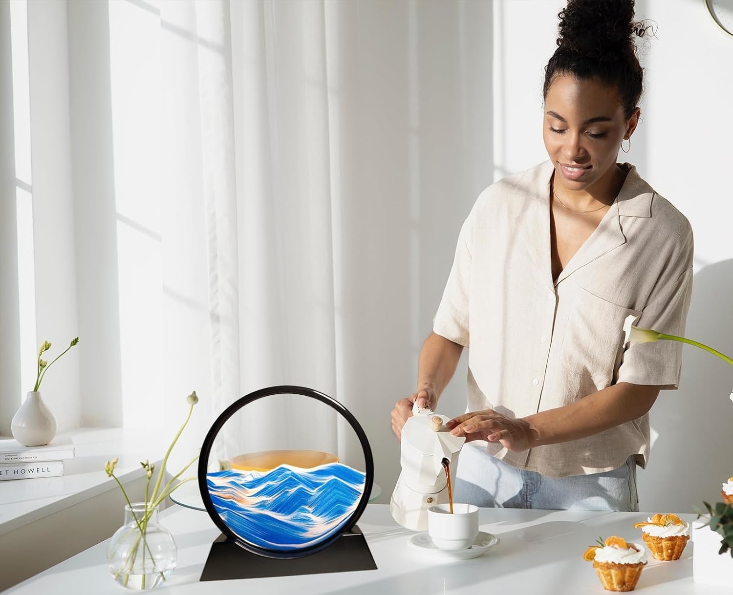 Artistic 12&Prime; Moving Sand Picture – Captivating Ocean Decor Gift for Any Occasion