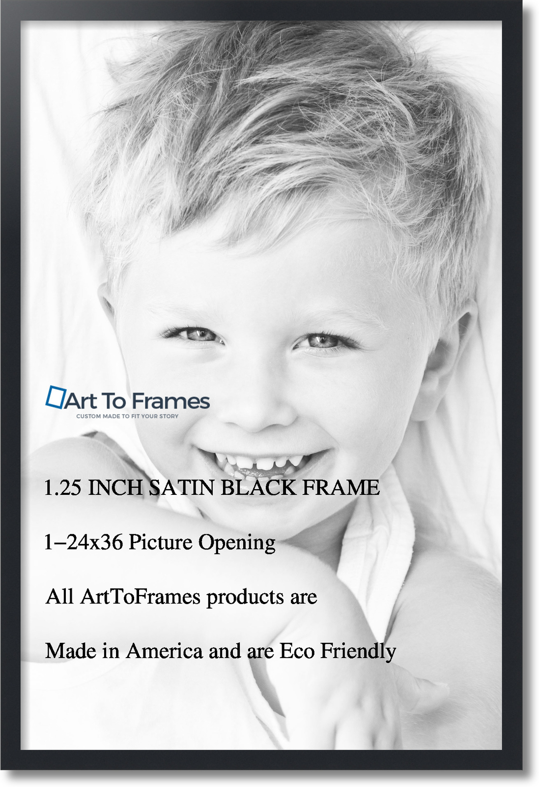 ArtToFrames Custom Picture Poster Frame Satin Black 1.25&Prime; Wide