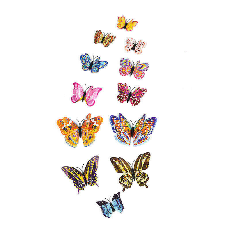 12Pcs 3D Butterfly Glow in The Dark Decal Wall Magnetic Sticker Home Decor Hot