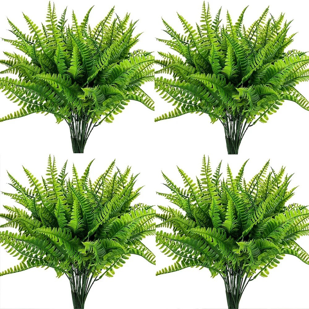3X Artificial Fake Boston Fern Plants Bushes Artificial Ferns Outdoor Decor US
