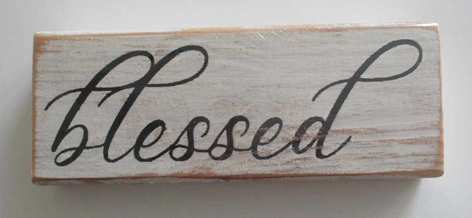 Wood Distressed Sign « blessed »