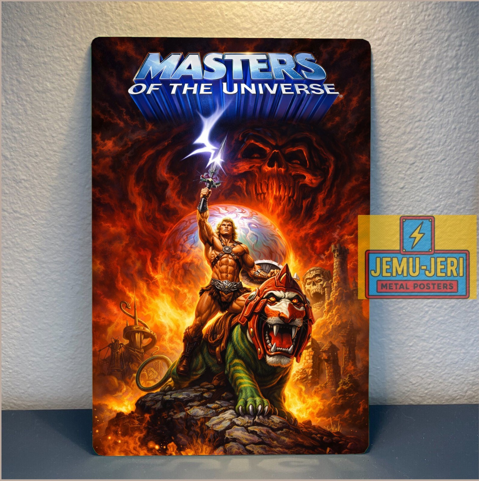 He-Man Battle Cat Masters of the Universe Metal Poster MOTU Tin Sign Epic Wall A