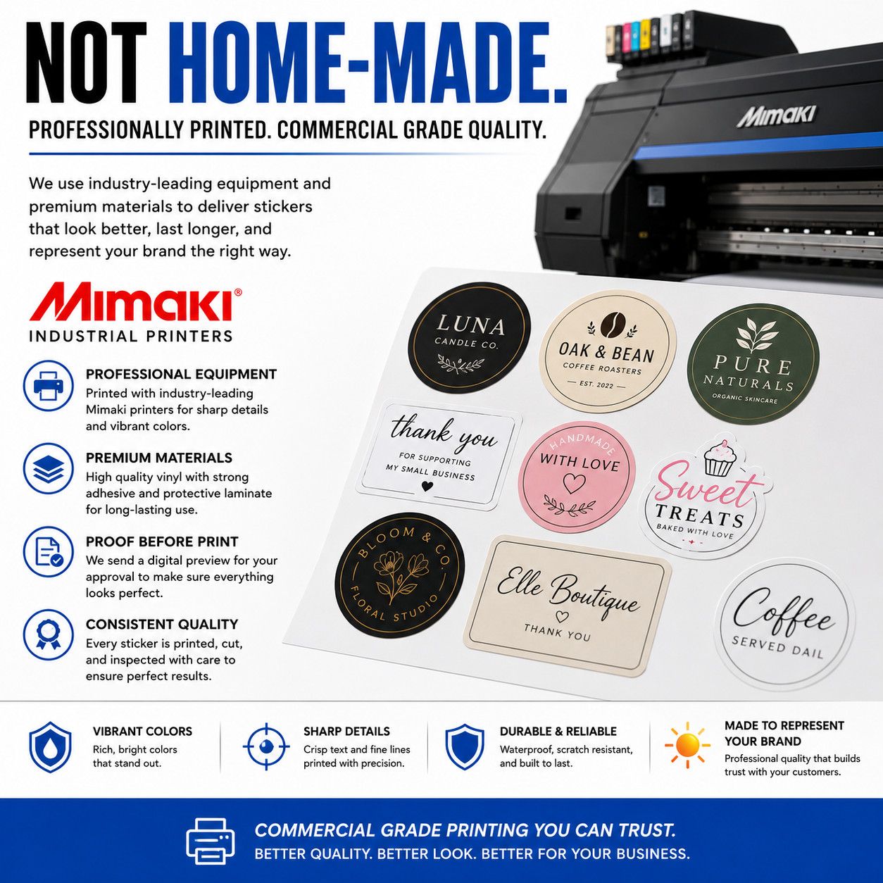 Custom Logo Stickers Matte Vinyl Labels Business Branding Decals 1-6&Prime; Bulk