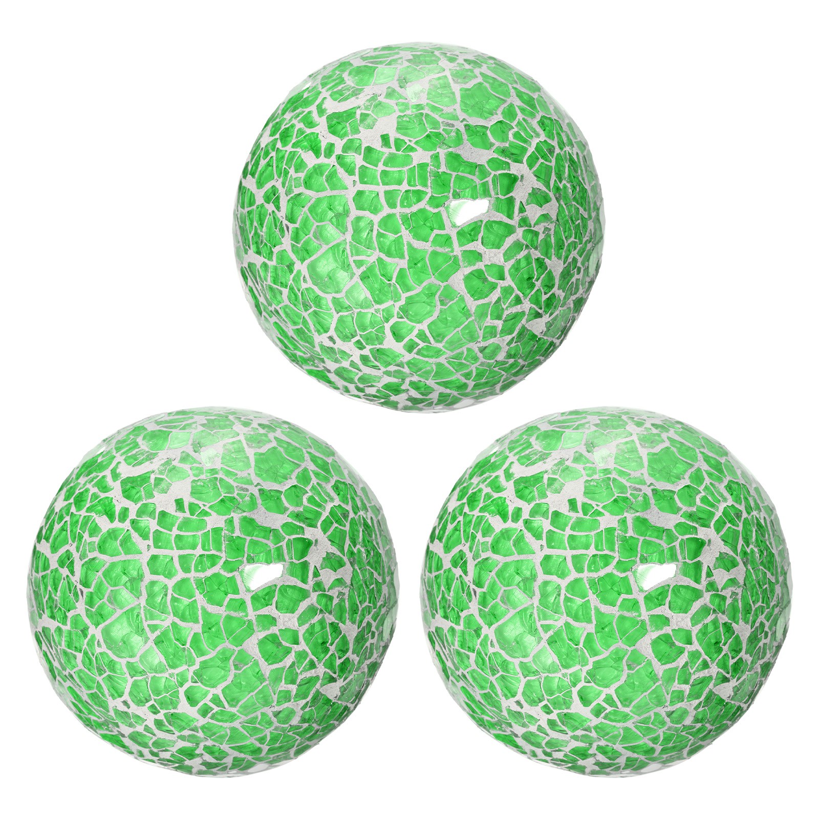 3Pcs Decorative Glass Balls 3.15 Inch Mosaic Glass Ball, Green