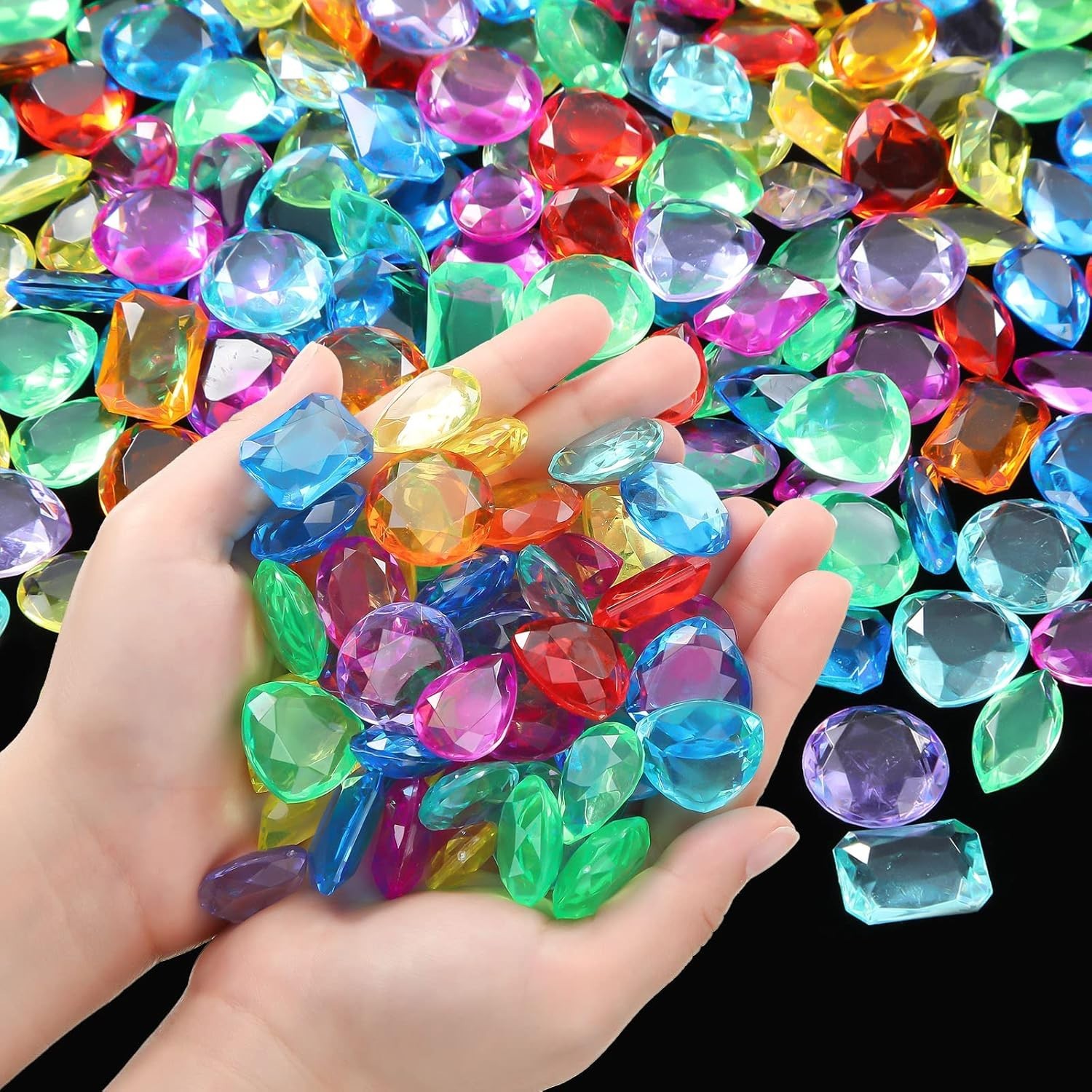 100 Pcs Toy Gems Pirate Treasure Jewels Bling Diamonds Jumbo Acrylic Large…