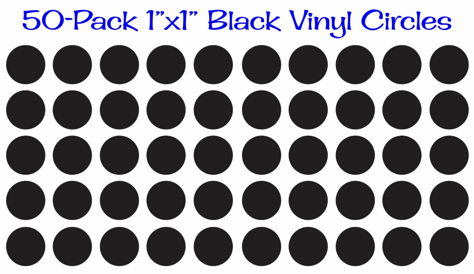 50 pack – 1&Prime;x1&Prime; Round Black Vinyl Stickers / Decals Circles Polka Dots Die Cut