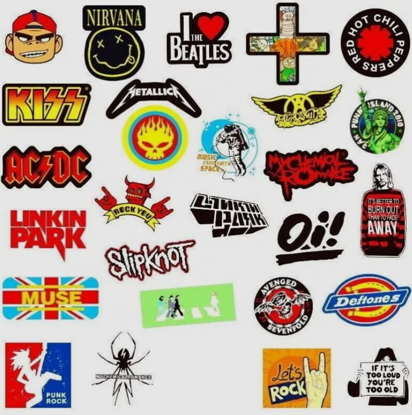 US 100PCS Punk Metal Band Stickers Lot, Rock Decals, Guitar Laptop DIY
