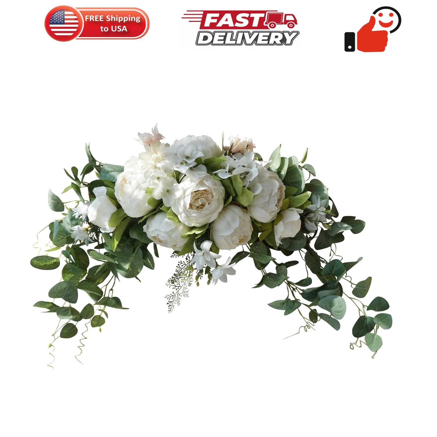 Wedding Arch Flowers, 30 Inch Rustic Artificial Floral Swag for Door Lintel, …