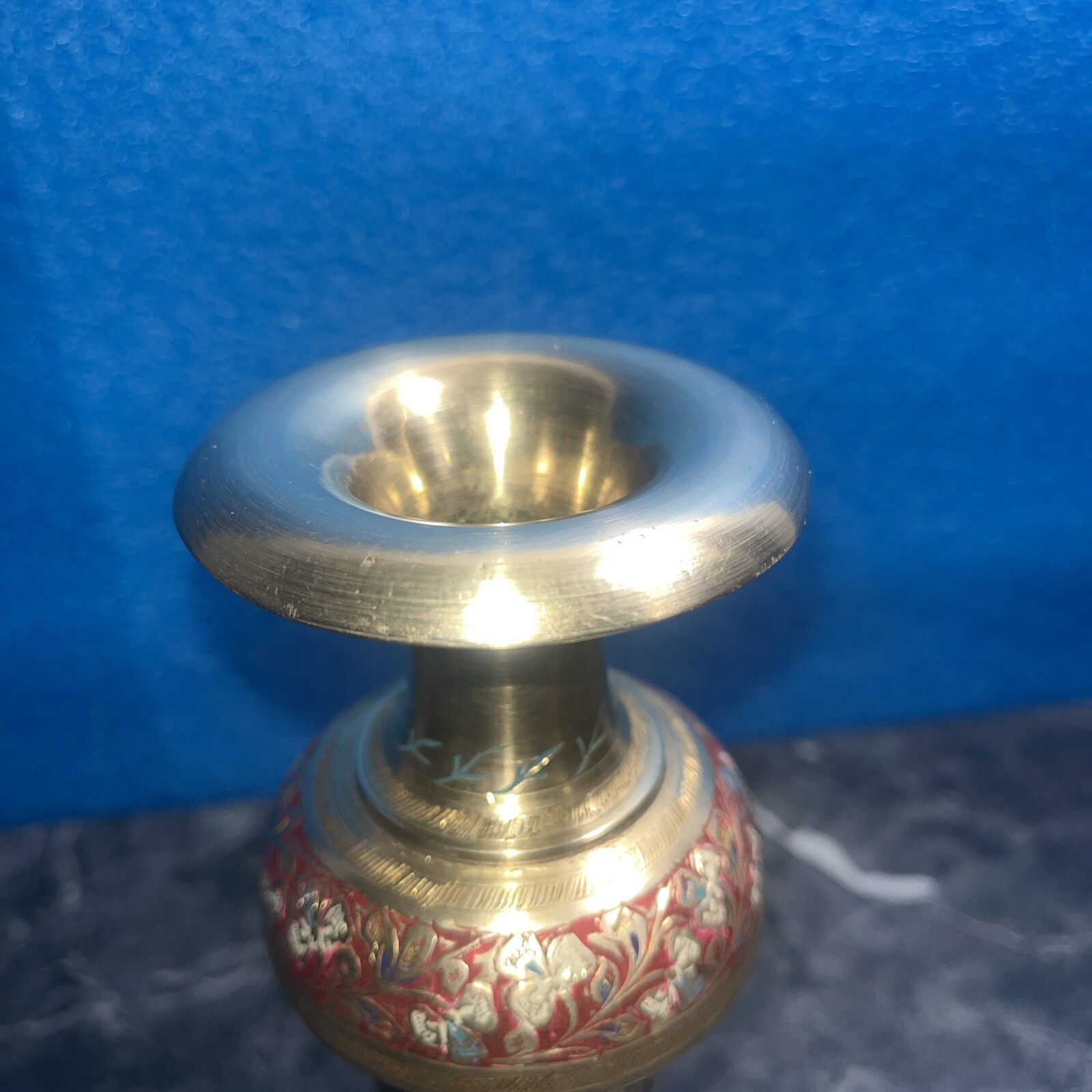 Hand Crafted Kashmiri Pattern Brass Flower Vase 17 cm
