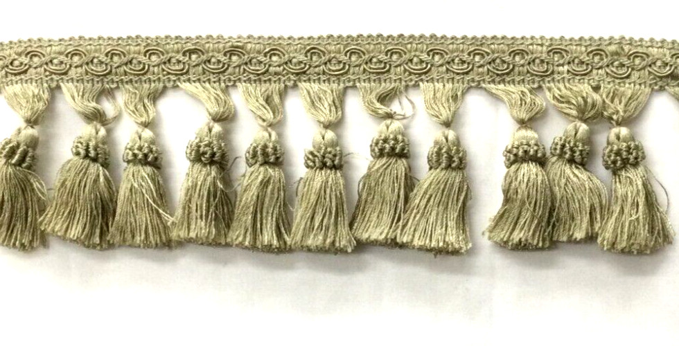 (SOLD BY THE YARD) 3.5 » Tassel Fringe Trim Green tinge Gold
