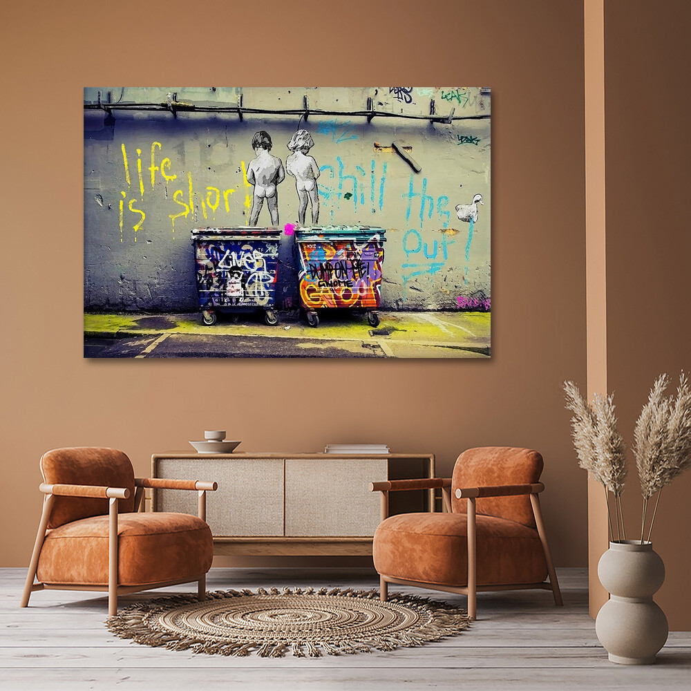 Banksy « Life Is Short Chill The Duck Out » Wall Art Canvas Print Framed Artwork