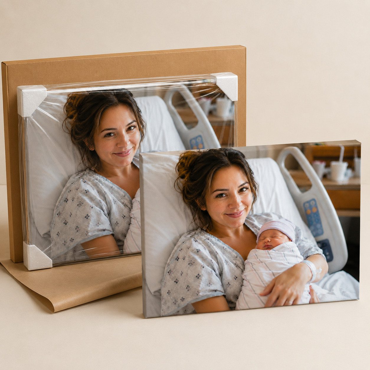 Mother Baby Canvas Wall Art Newborn Photo Print Custom Family Keepsakeframe36*24