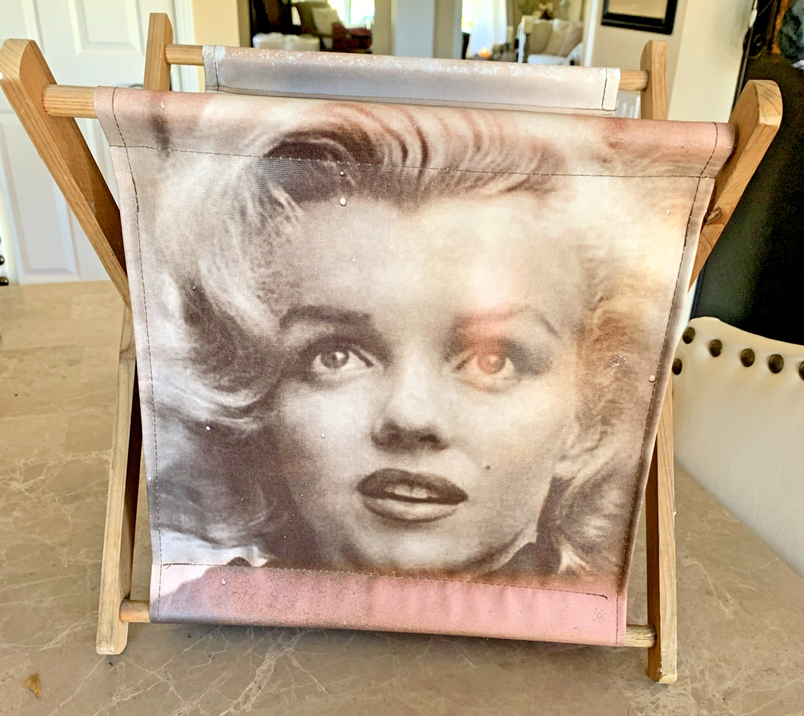 Marilyn Monroe Print Canvas & Wood Folding Magazine Rack Knitting Storage Bin