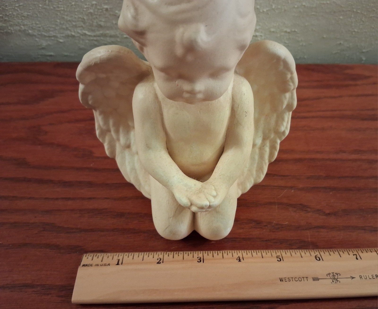 Angel Cherub Figurine Praying Ceramic Handcrafted 6.75 in Vintage