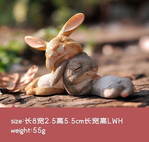 Easter Spring Bunny Rabbit Statue Fairy Garden Sculpture Tabletop Figurine Decor