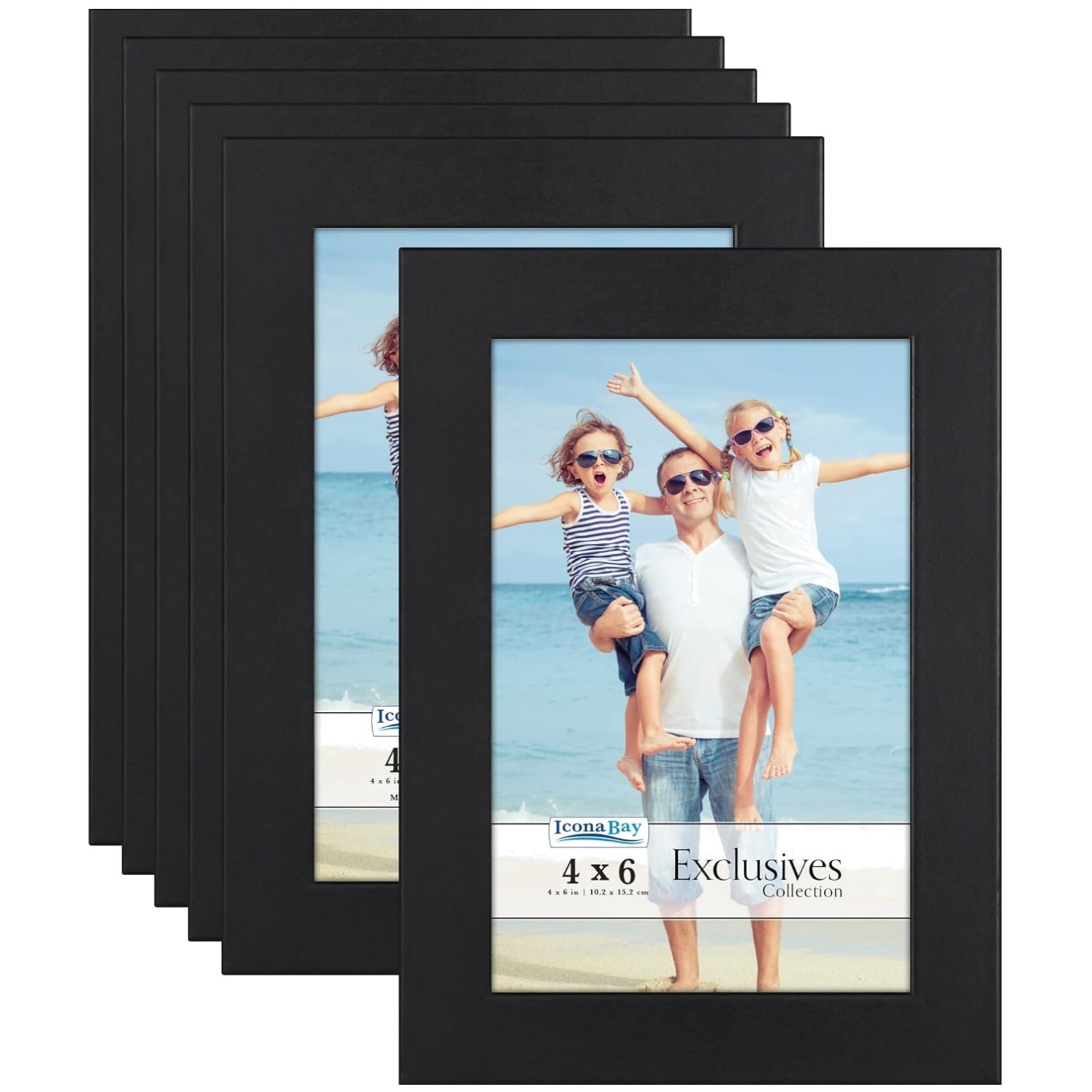 Elegant Black 4×6 Picture Frames – 6 Pack, Tabletop or Wall Mount Safety Assured