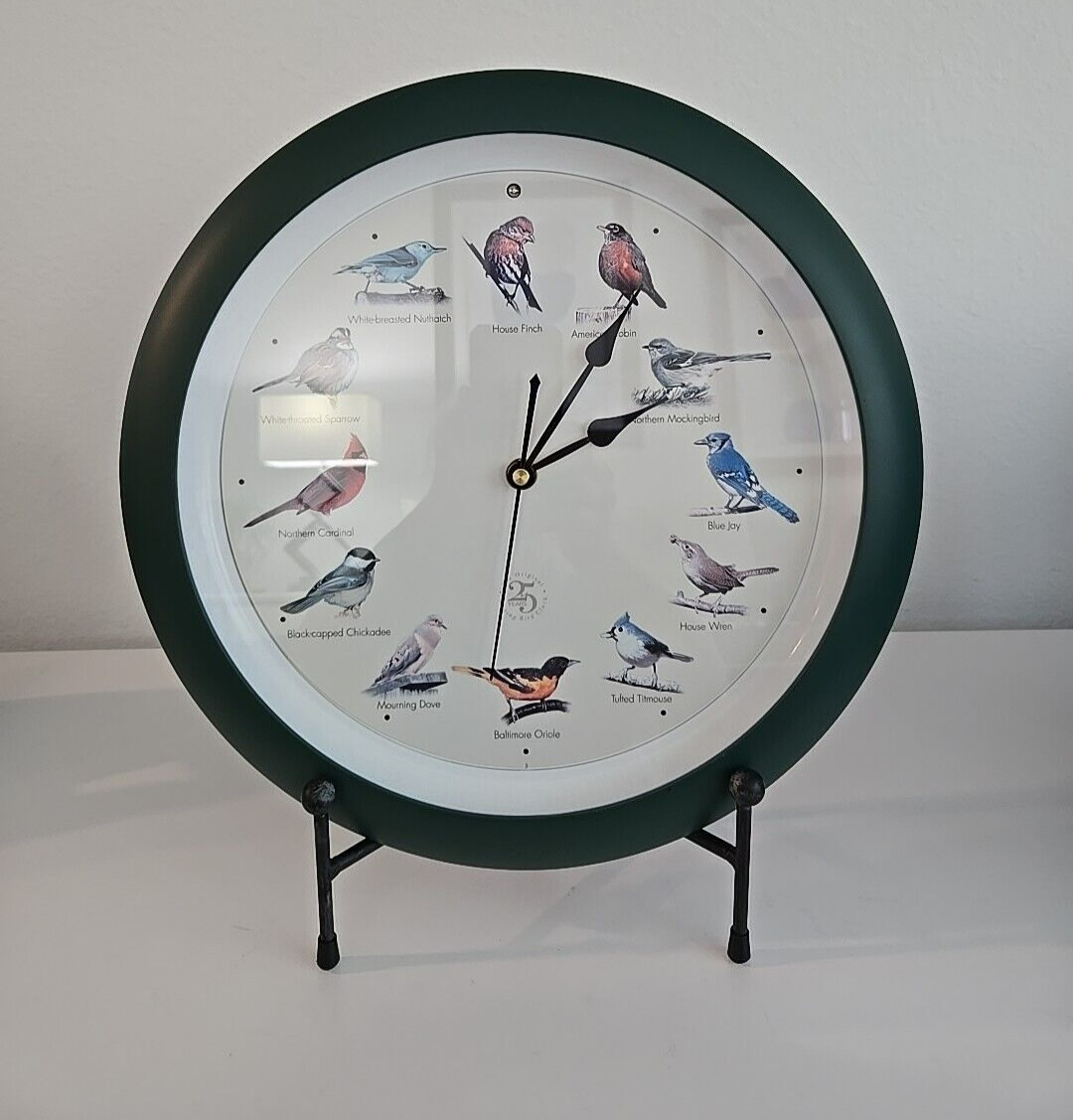 Original Singing Bird Clock 25th Anniversary Edition Green 12.5” Tested Working