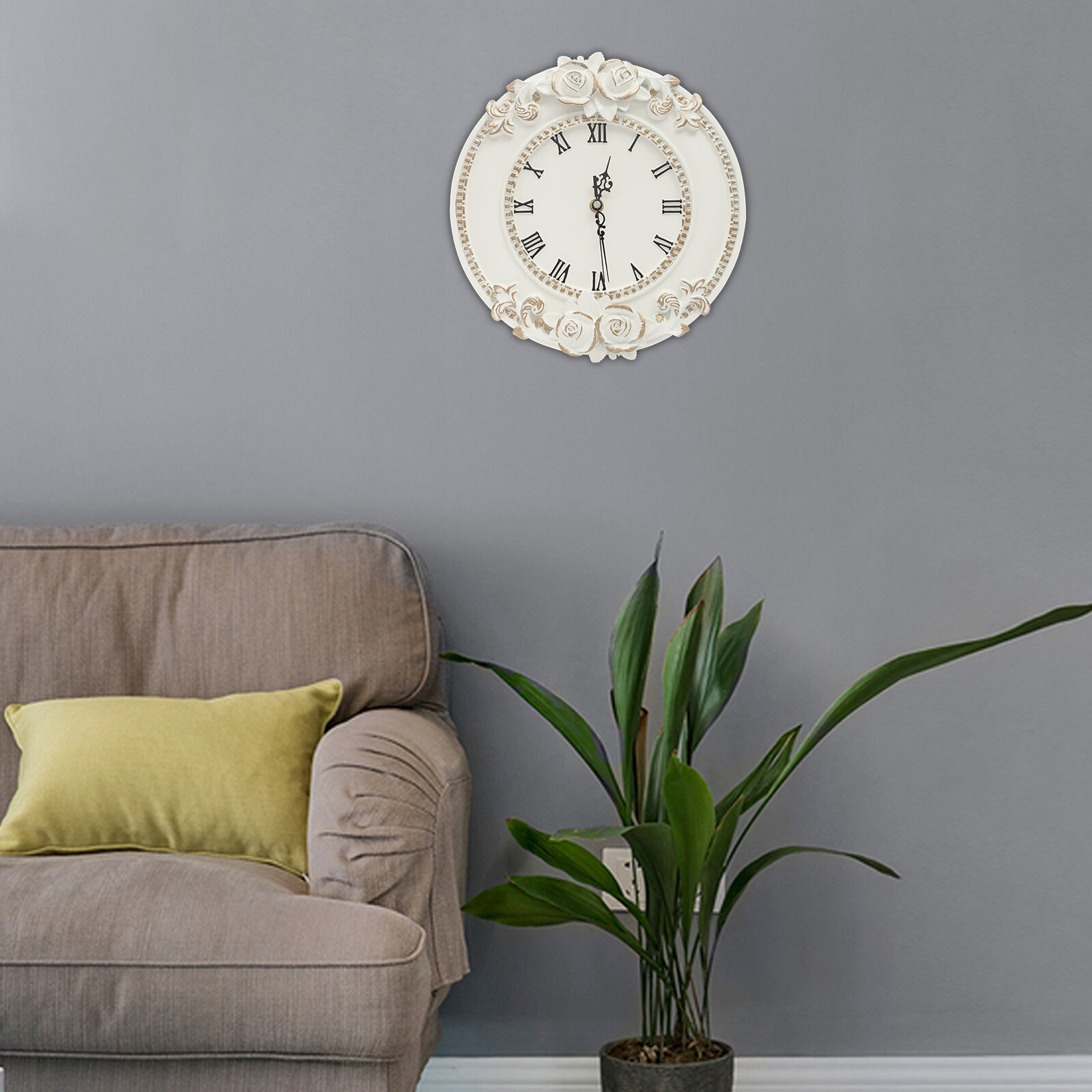 European Style Wall Clock Wall-Mounted Numbers, Analog Display Type Clock 6.5in
