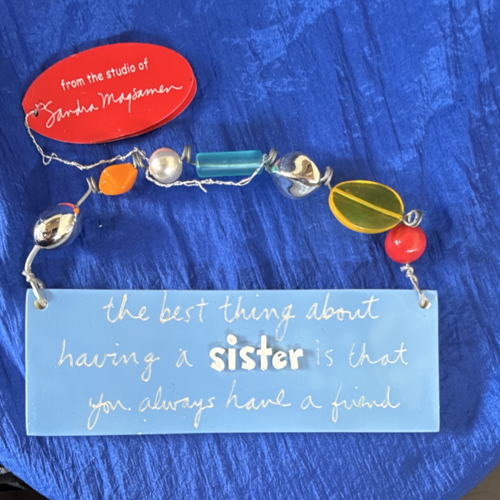 Sandra Magsamen Sister Inspirational Hanging Wood Plaque Sign 6.75×4.5in