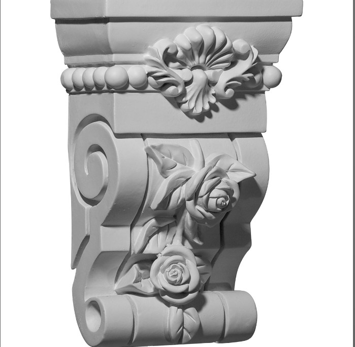 Two Endurathane Rose Corbel, 6 1/2&Prime;W x 3 5/8&Prime;D x 10 1/8&Prime;H Primed, FREE SHIPPING!