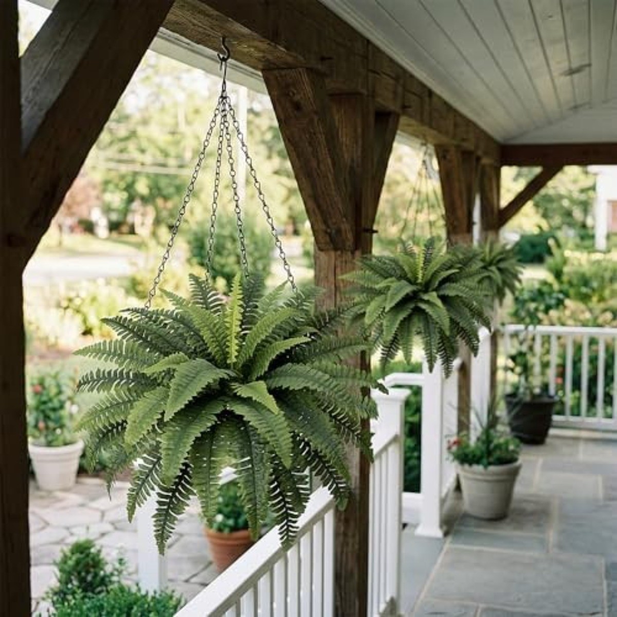 2X Fake Ferns Faux Boston Ferns 24&Prime; Artificial Plants 60 Leaves for Each Bouquet