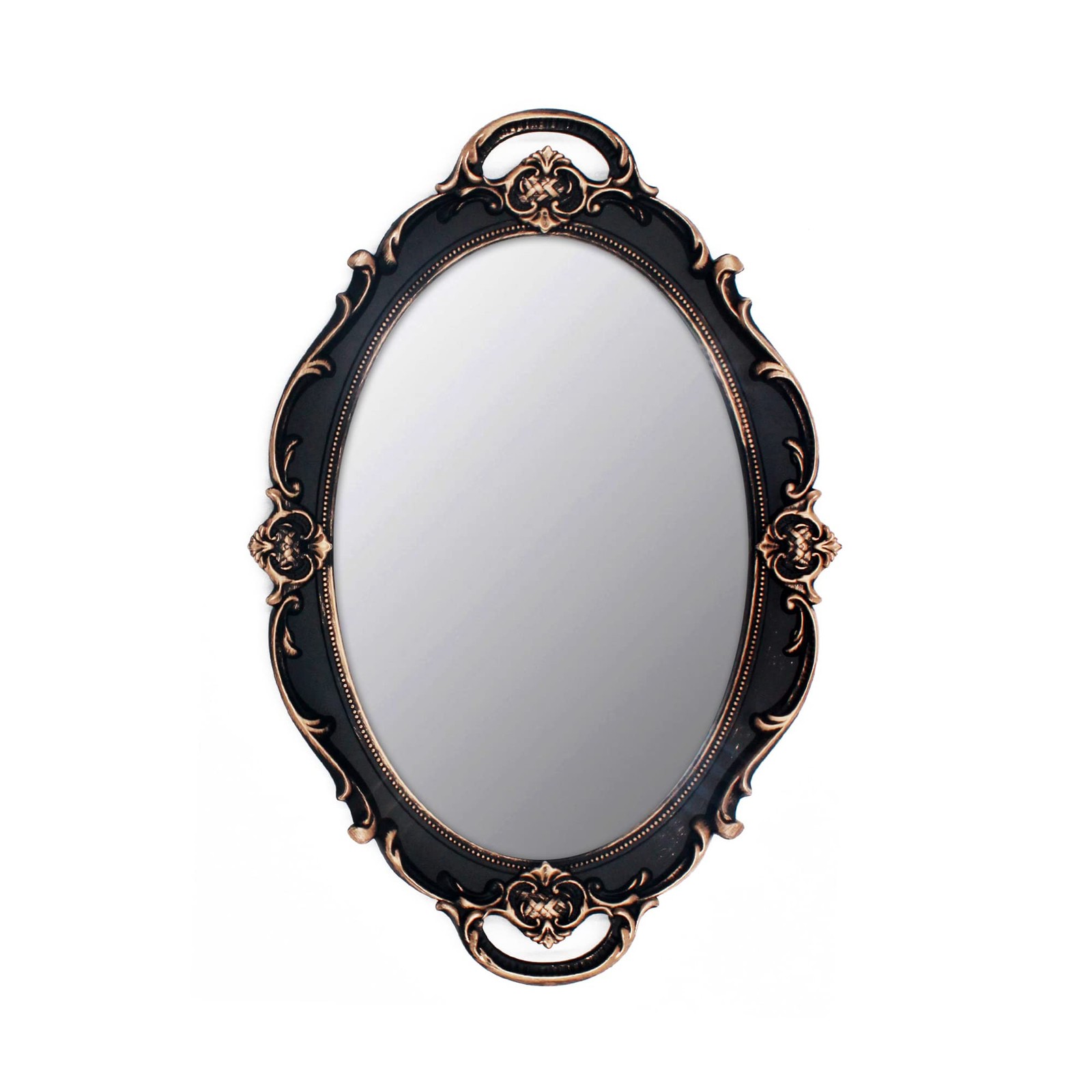 Vintage Mirror Small Wall Mirror Hanging Mirror 14.5 x 10 inchs Oval Brown