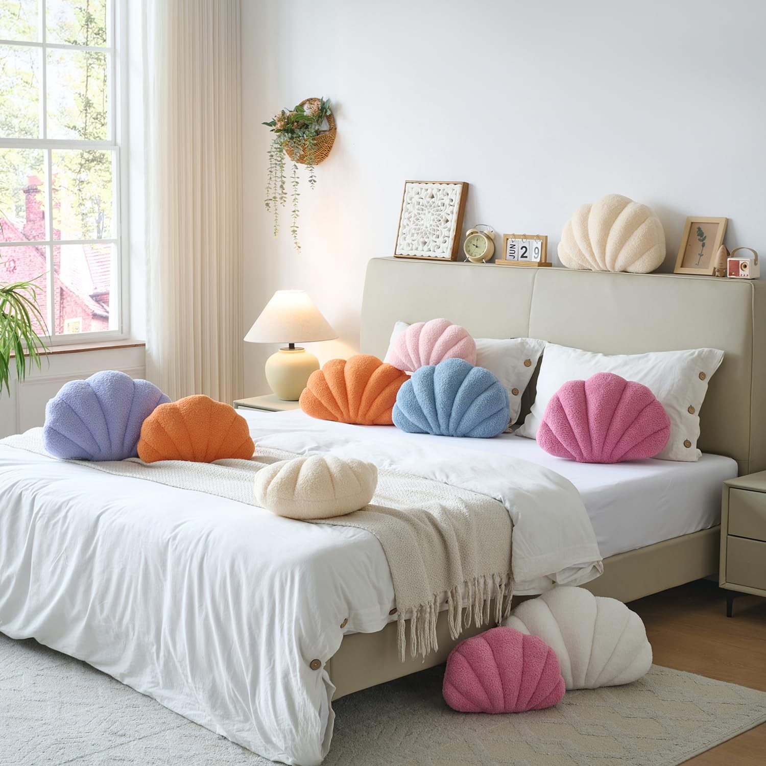 Mepherl Pink Seashell Throw Pillows,13 Inch Shell Shaped Small-13Inch,