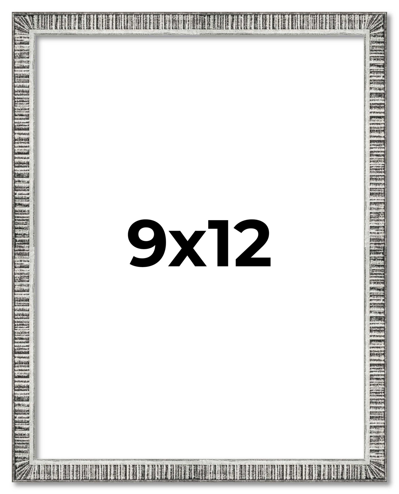 9×12 Frame Silver Grey Distressed Solid Wood Picture Frame | 0.75 Inch Moulding