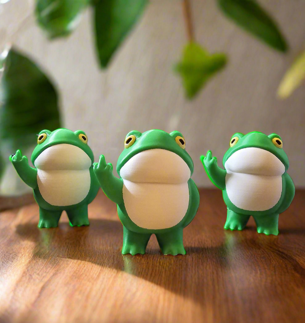 Disgruntled Frog Figurine Middle Finger Funny 3D Printed Desk Decor Gag Gift USA