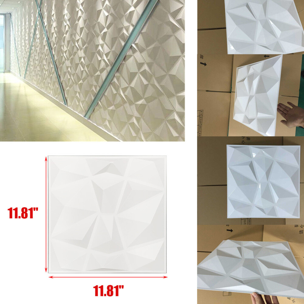 12Pcs 3D Effect Wall Decor 3D Tile Brick Wall DIY Wallpaper Home Decor 11.8&Prime;
