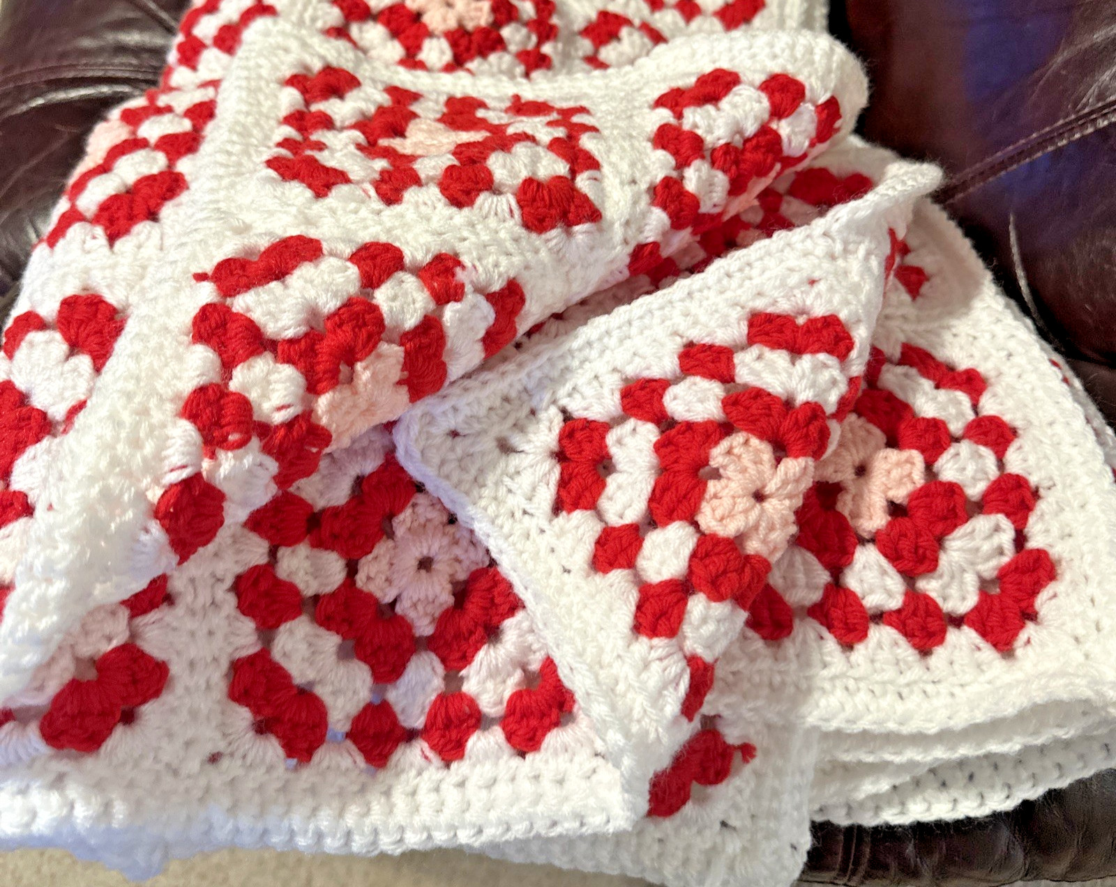 Vintage Handmade Crocheted Afghan Throw Blanket Granny Squares Quilt 54&Prime;/54”
