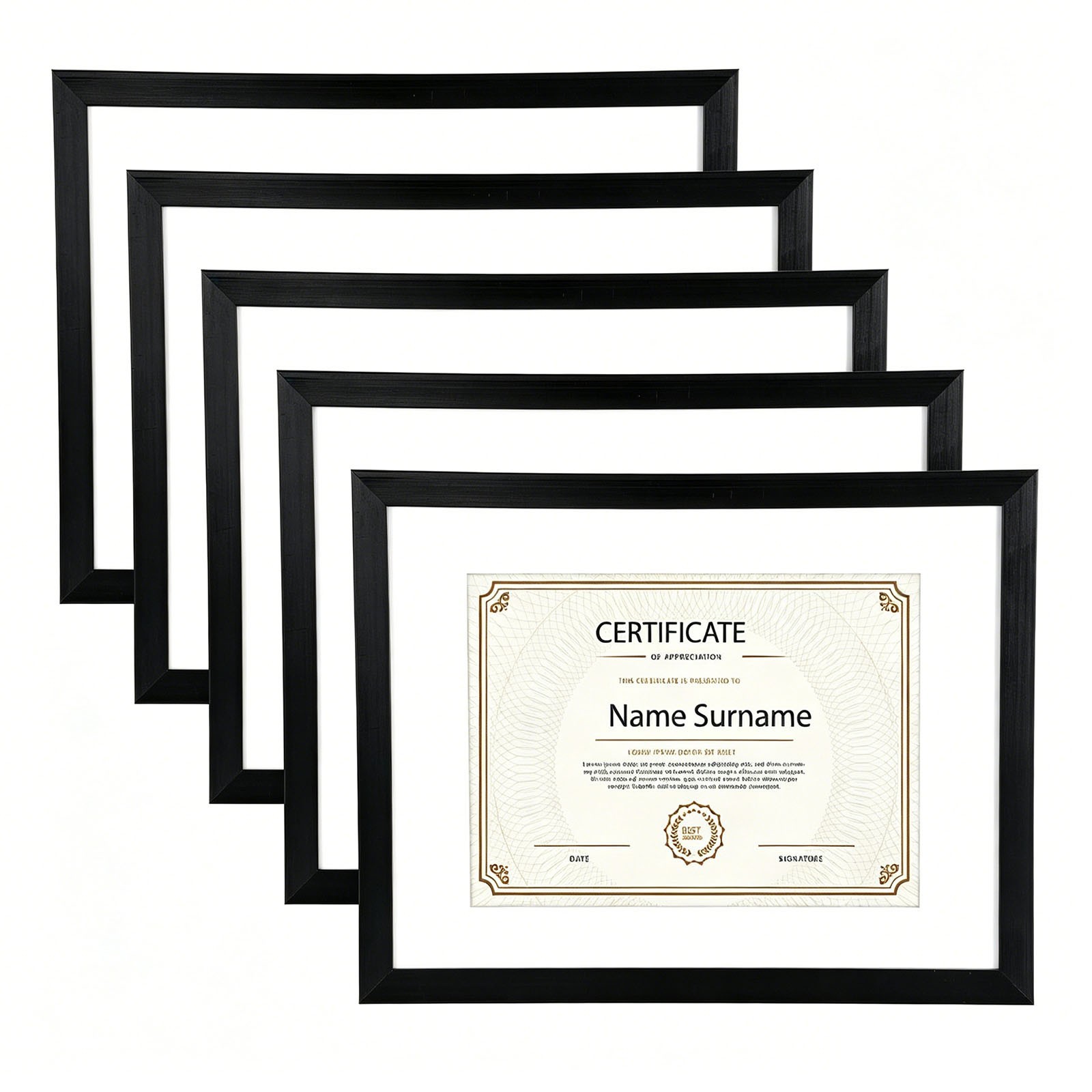 5Pcs Certificate Frames Document frames 8.5x11in for Wall Or Tabletop , Black