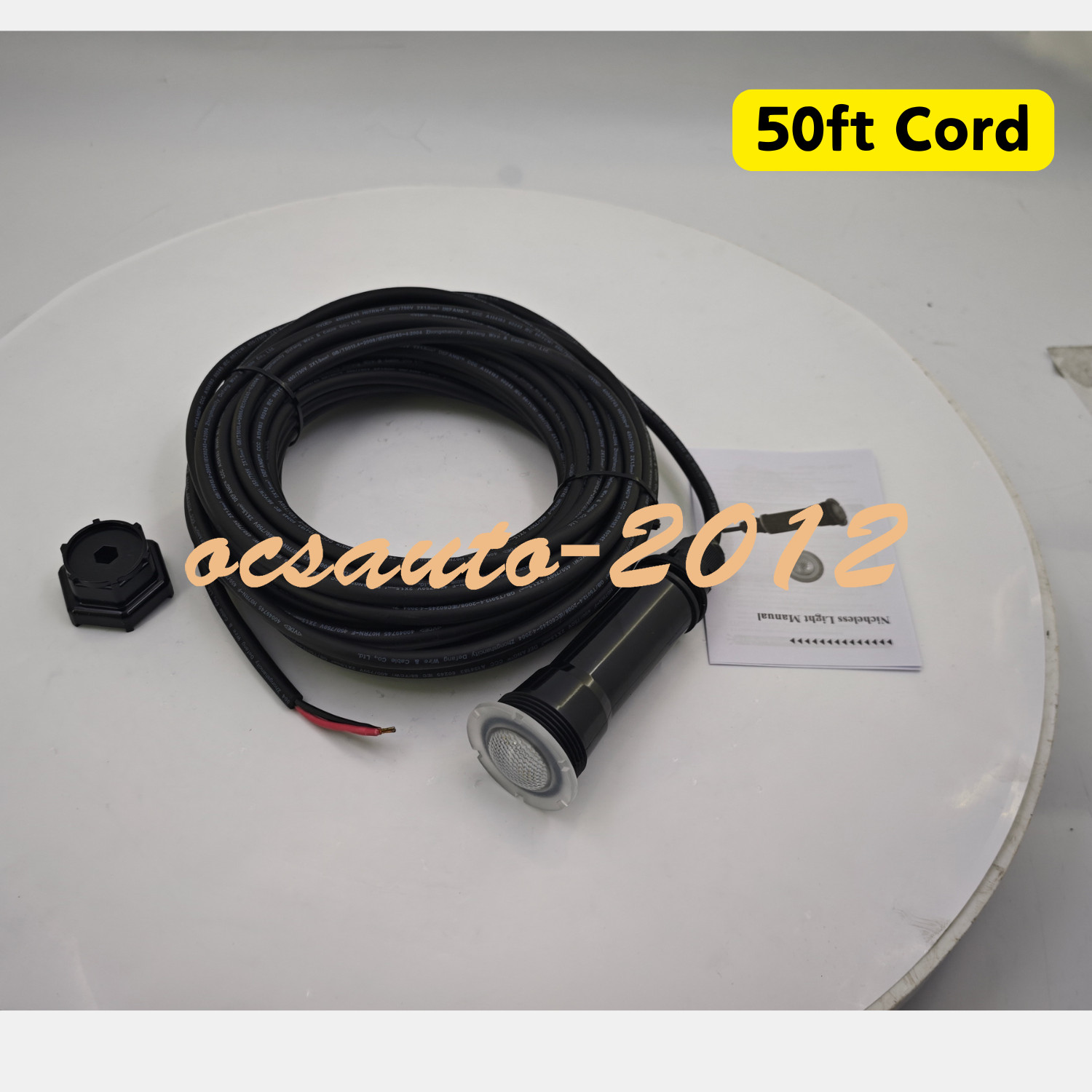 50Ft Cord, 1.5 Inch Pool Light for Inground Pool AC12V 18W 7 RGB Color FC-PC55