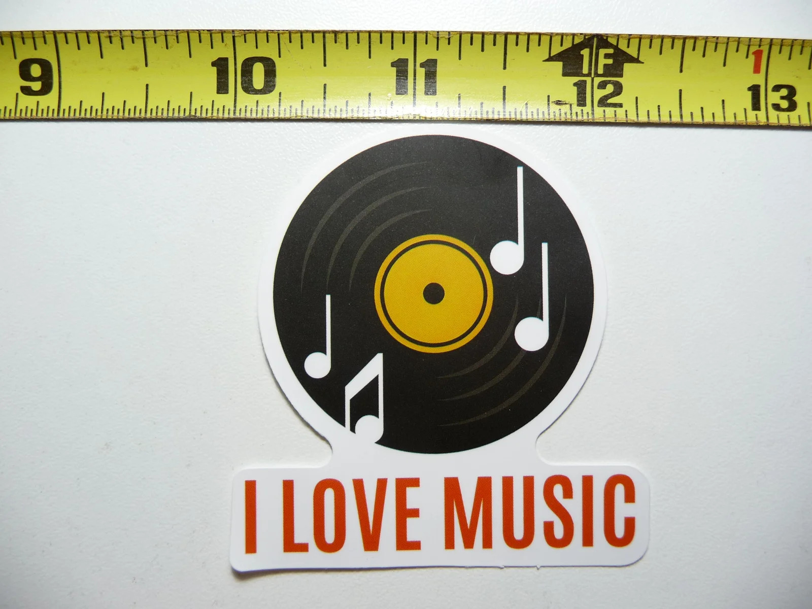 I LOVE MUSIC VINYL RECORD NOTES SMALL STICKER DECAL BAND SONGS MUSICIAN
