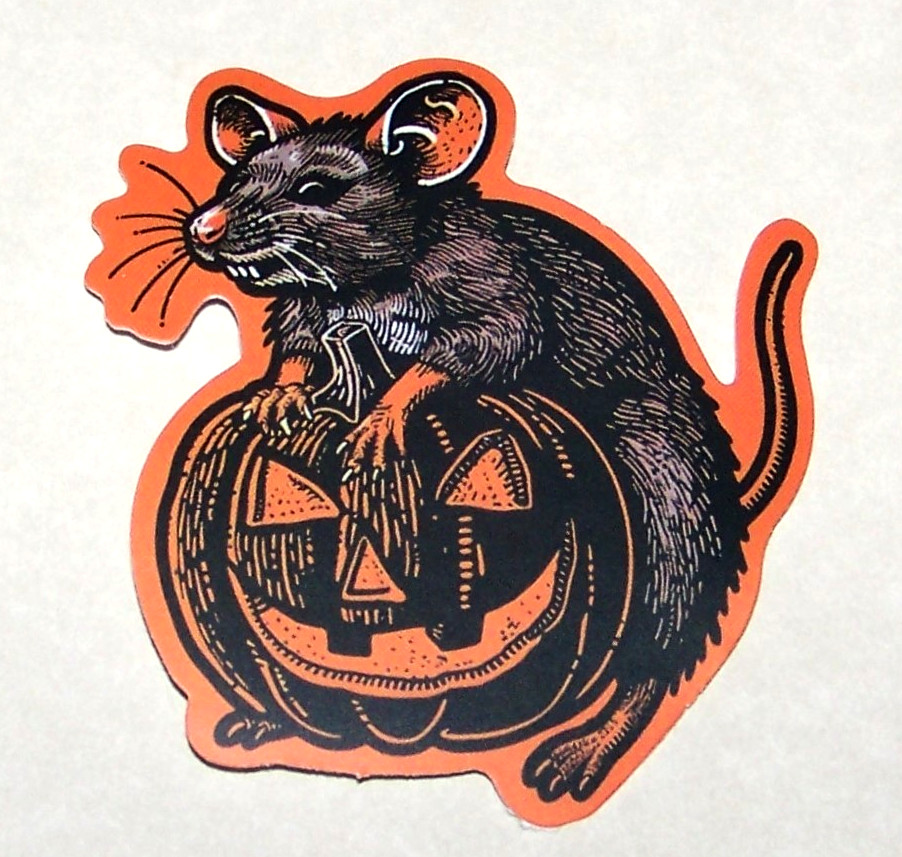 HALLOWEEN Themed Die Cut Sticker Decal All Hallows Eve Holiday – Pumpkin & Rat