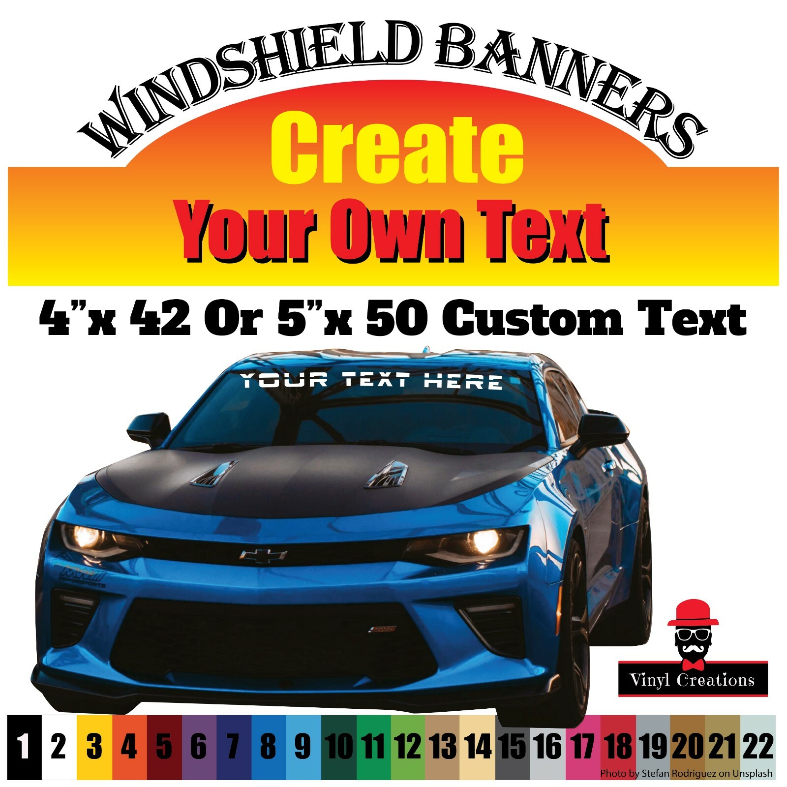 4&Prime; 5&Prime; Custom Decal Vinyl Text -Lettering Custom windshield Banner Car truck