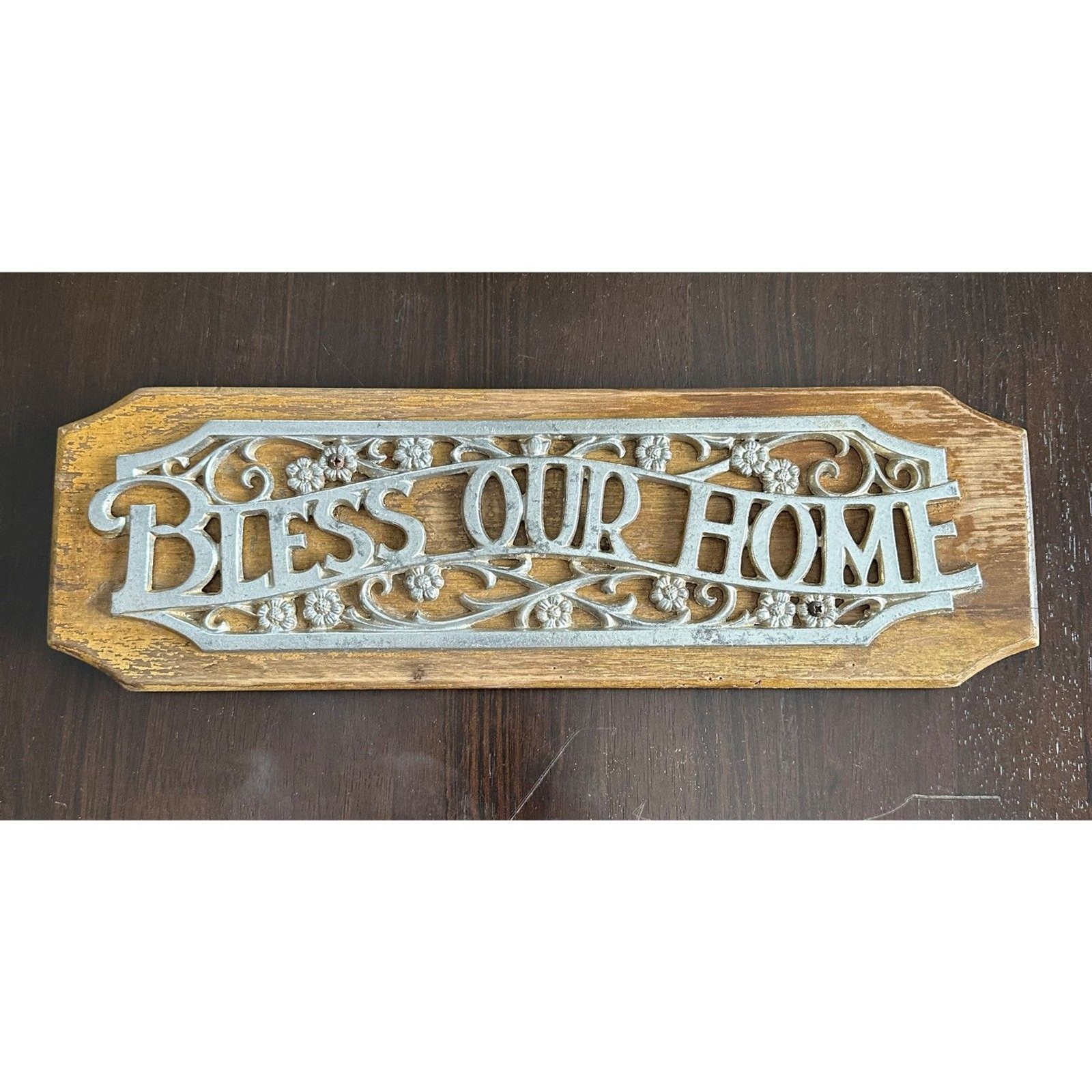 Vintage BLESS OUR HOME Floral Wall Placard Country Farmhouse Casual Ameriana