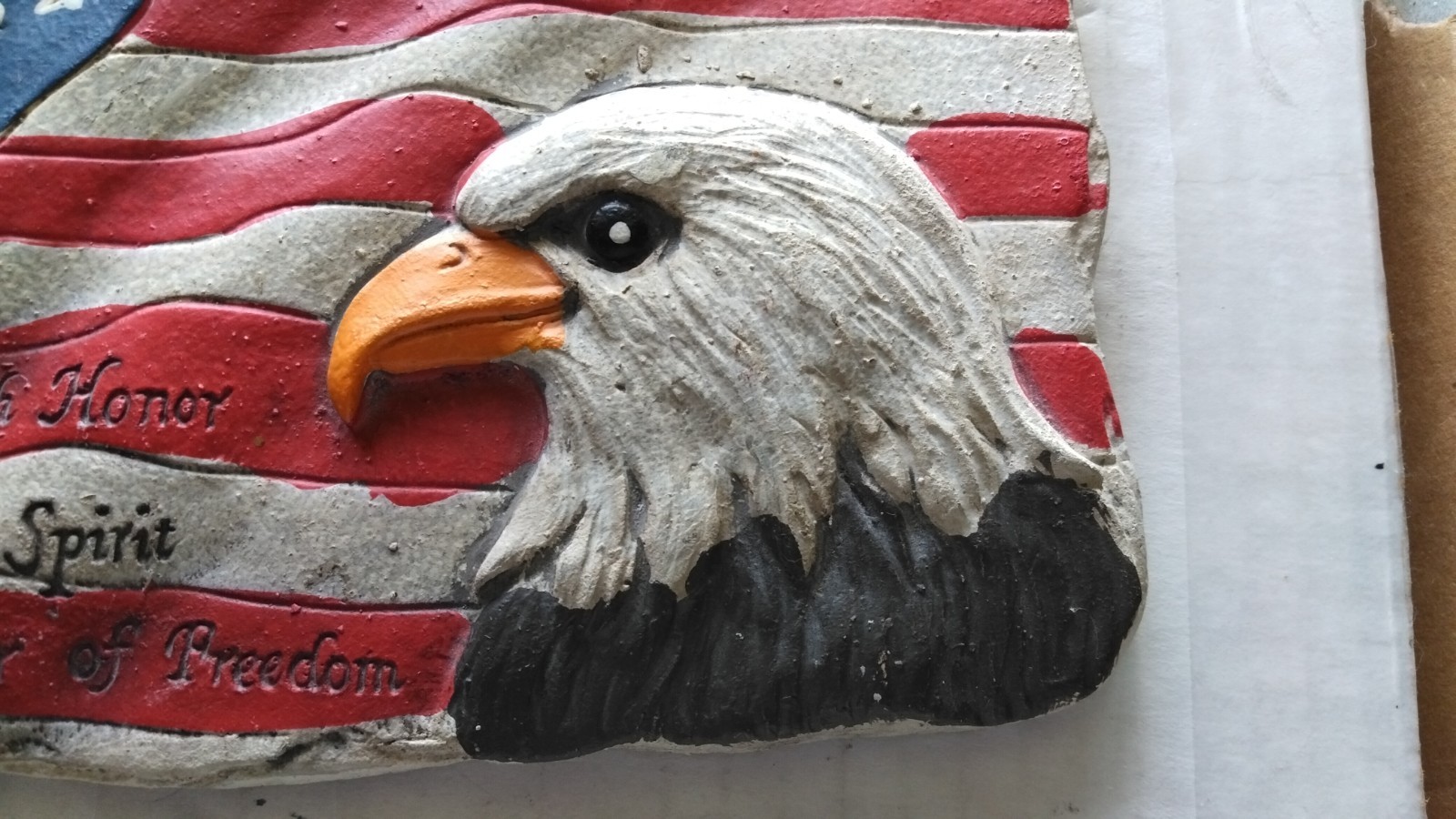 USA / Bald Eagle4&Prime;1/2 Inch X 7&Prime; Inch Concrete Sign w/ strap