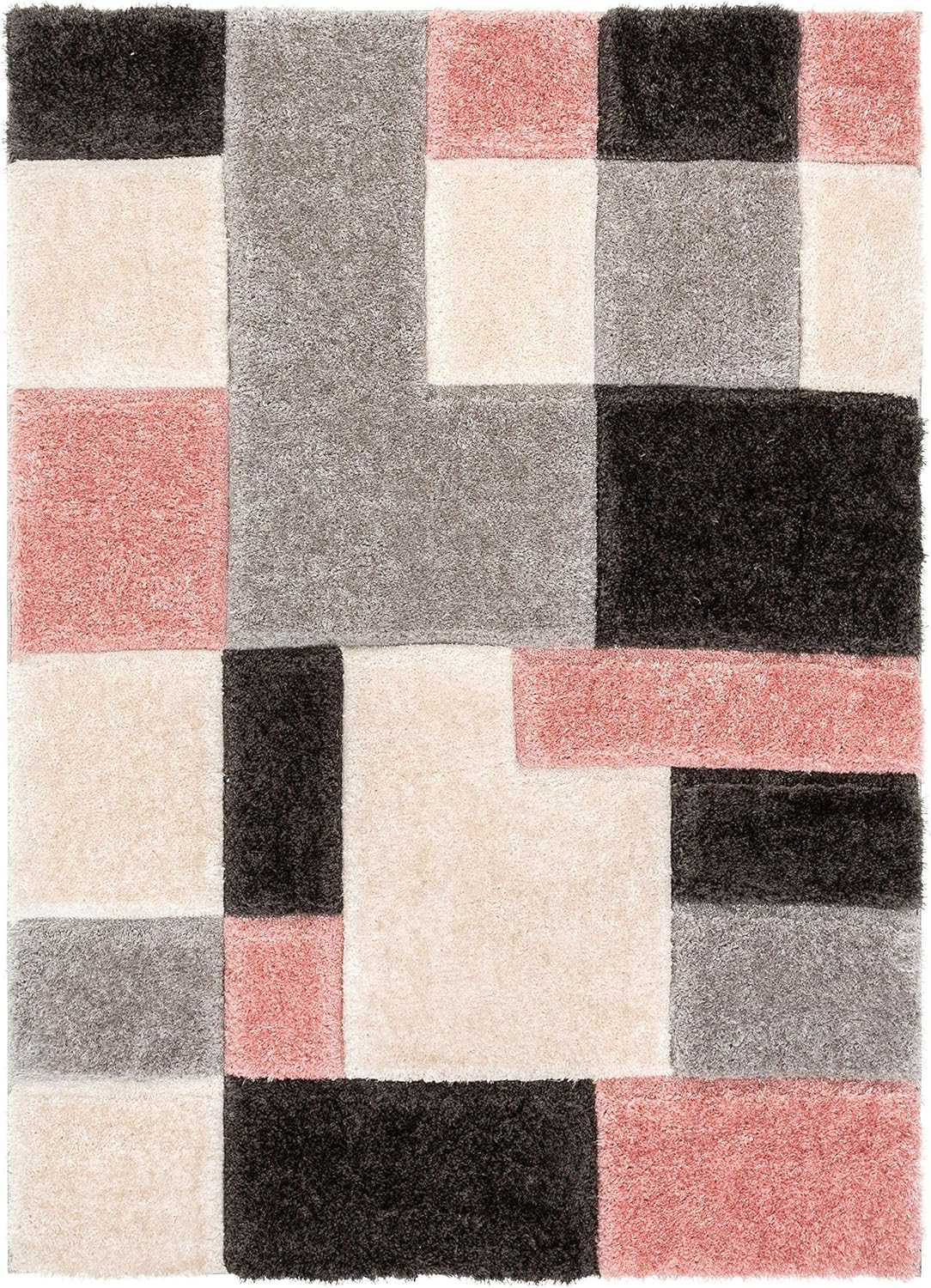 Modern Geometric 3D Textured Blush Shag Area Rug 5&rsquo;3&Prime; x 7&rsquo;3&Prime; San Francisco