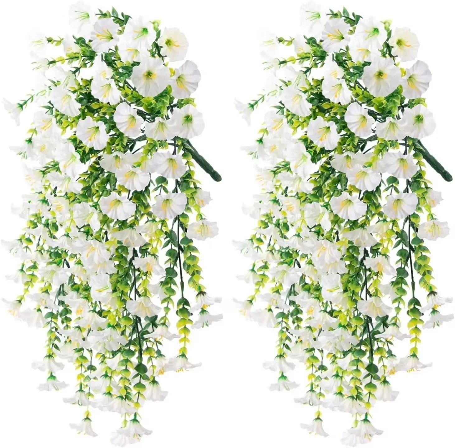 1/2Pcs Artificial Hanging Flowers UV Resistant Faux Plant for Outdoor Decor
