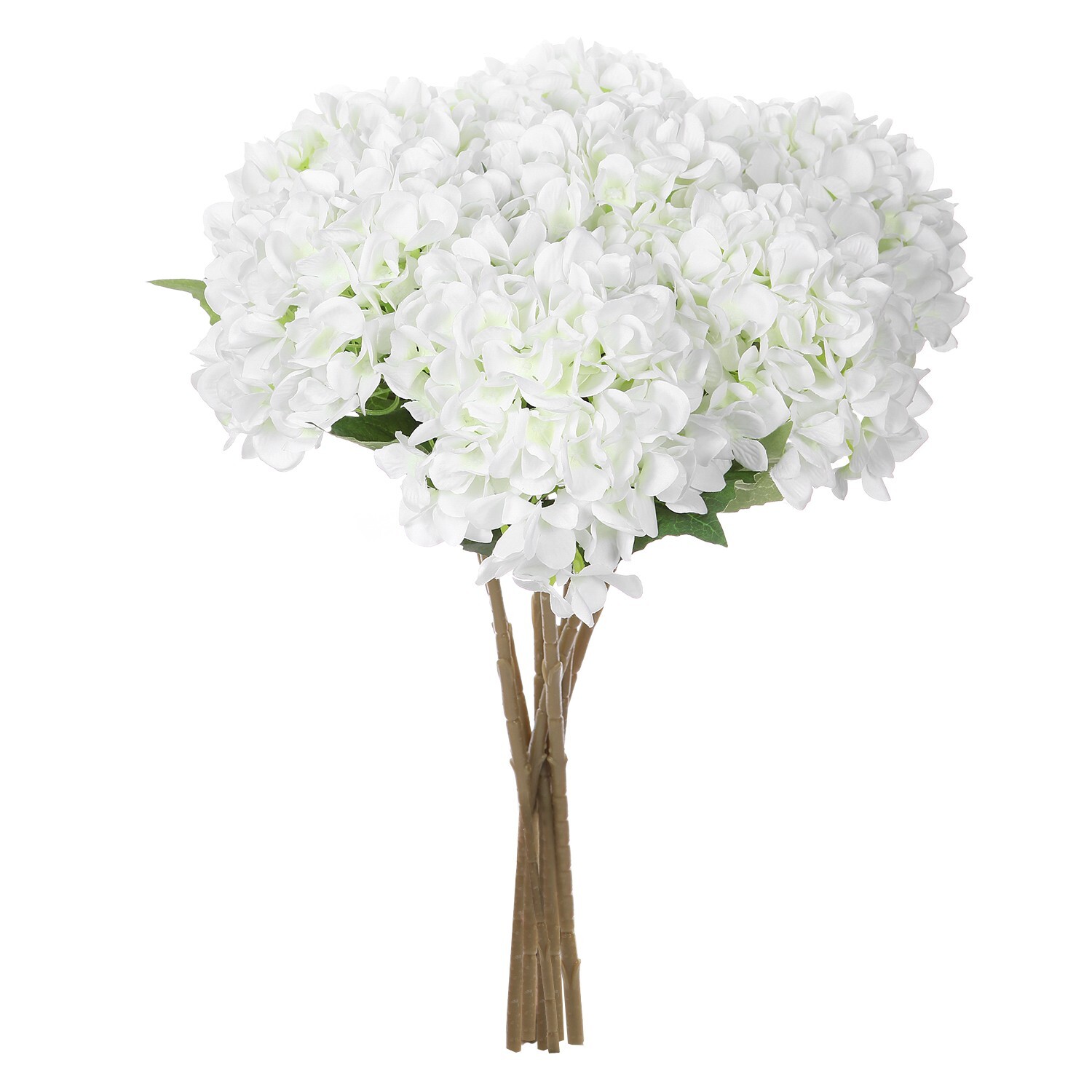 EZFLOWERY 5 Pcs Artificial Silk Hydrangea Flowers 18 » Bouquet Arrangement White