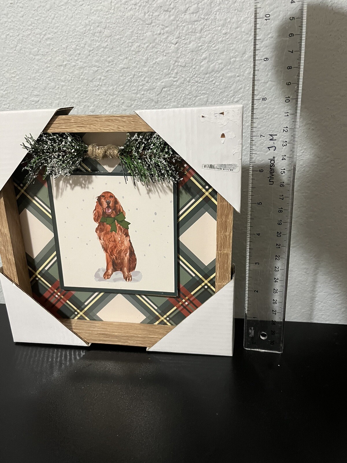 Christmas Dog Wood Frame Wall Picture Home Decor, 3 pieces, 8”x8”