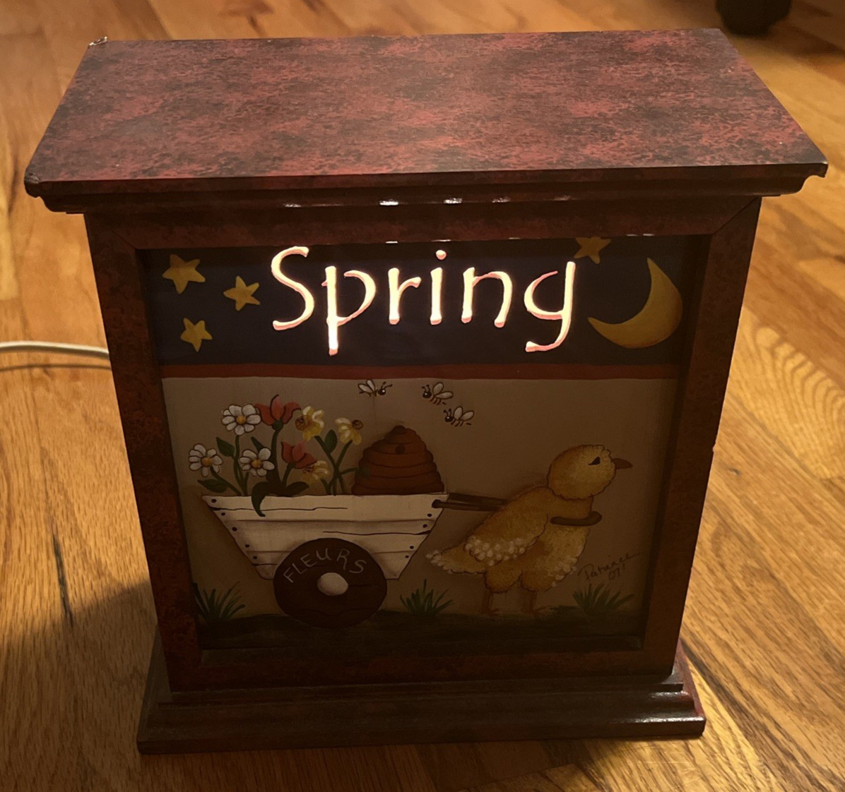 Hand Painted Folk Art Four Seasons Light Up Box-Spring Summer-Fall-Winter
