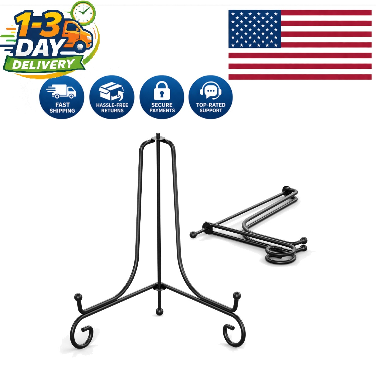 Versatile 8-Inch Iron Plate Display Stand – 4 Pack for Photos & Collectibles