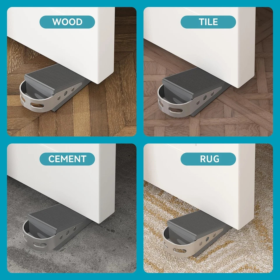 Rubber Door Stop, 2 Pack Premium Heavy Duty Non Slip Door Stopper Wedge, Non-Scr
