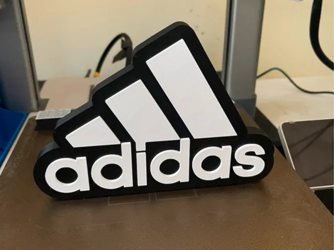 Adidas Logo Sign 3D Display Black White Desk Shelf Decor Collectible