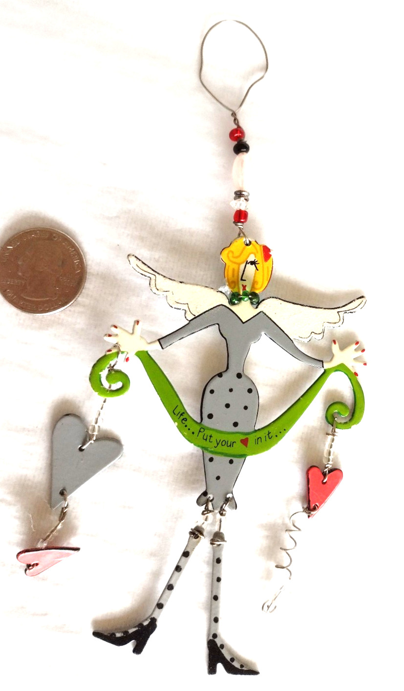 Ornament ARTICULATED Life…Put Your Heart In It METAL & WIRE Inspirational 6&Prime;