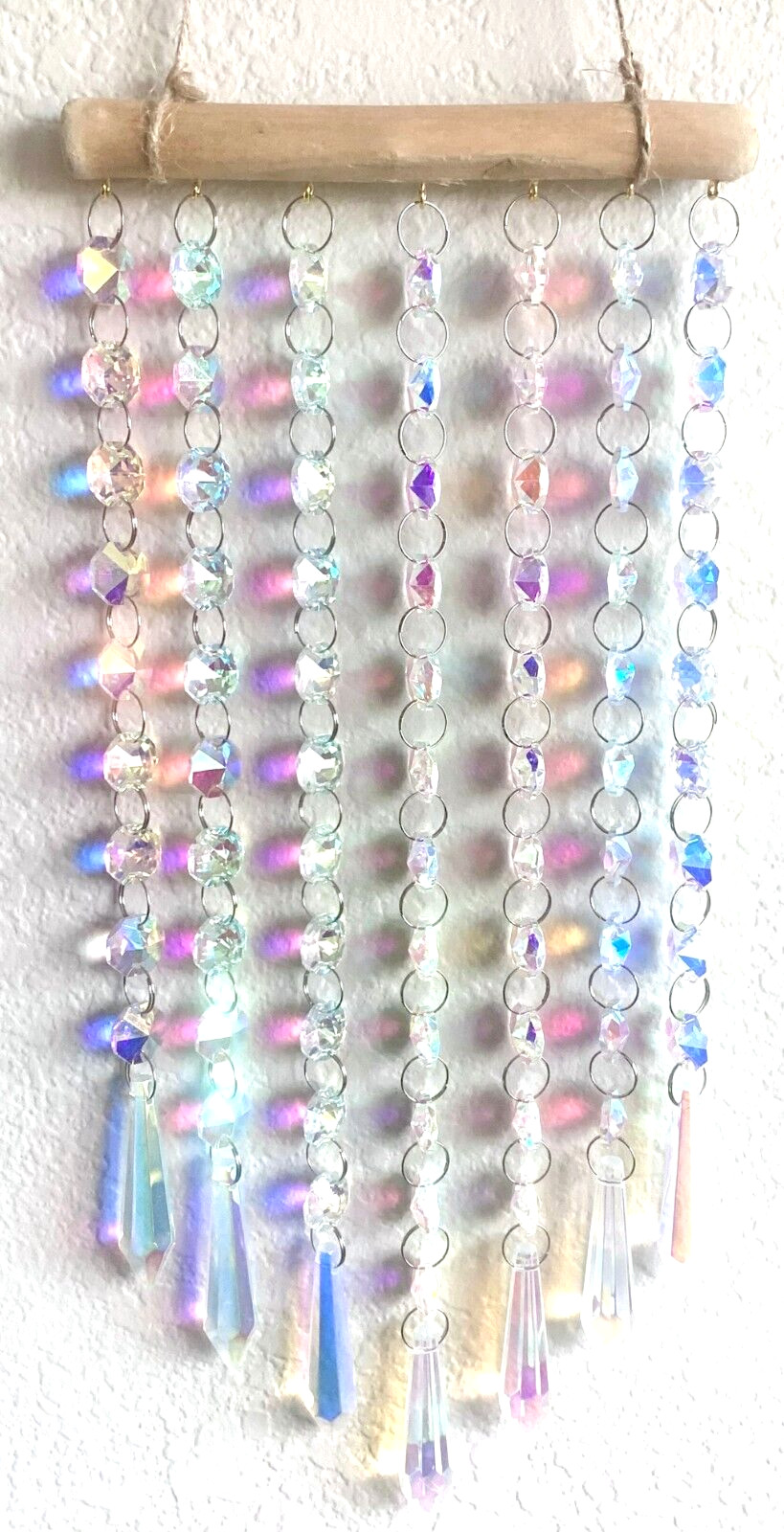 23&Prime; 7 Dangling Strands AB Crystal Prisms Suncatcher Curtain Sun Hanging New