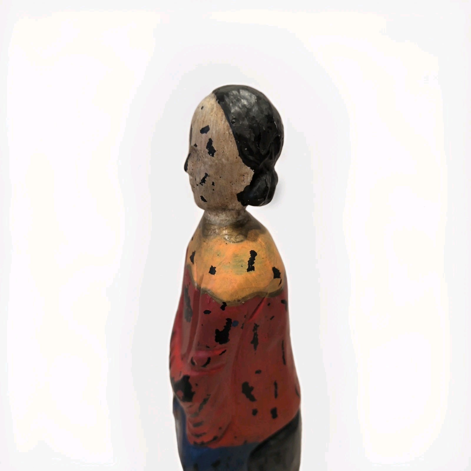 Vintage Scandinavian Folk Art Carved Wooden Woman Figure Primitive Peasant